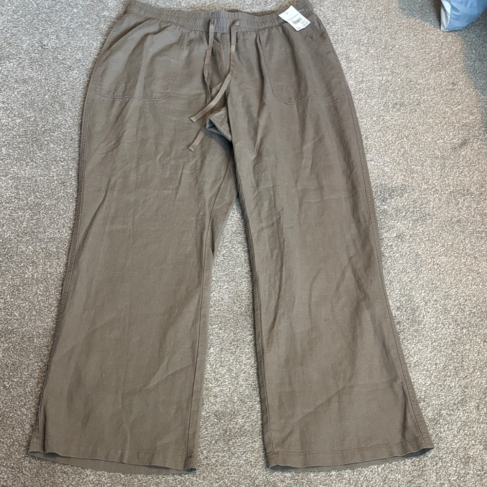 Cato Women’s Linen/Rayon Blend brown pants size 14/16